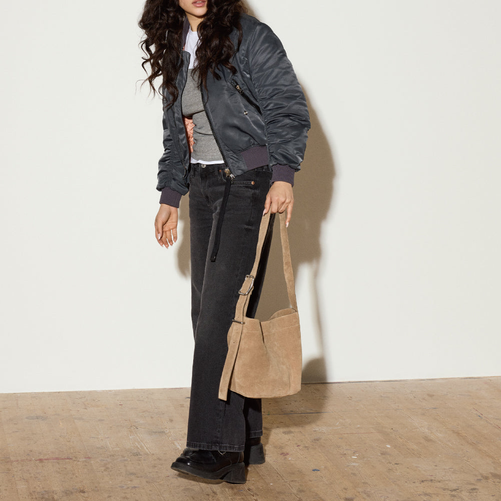 LEATHER SHOPPER BAG MINI SUEDE